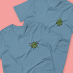 Load image into Gallery viewer, Durian Embroidered T-Shirt - Ni De Mama Chinese - Inspired Clothing | Durian Lover , Steel Blue
