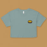 Load image into Gallery viewer, Egg Tart Embroidered Crop T-Shirt - Ni De Mama Chinese - Inspired Clothing | Teal , XS
