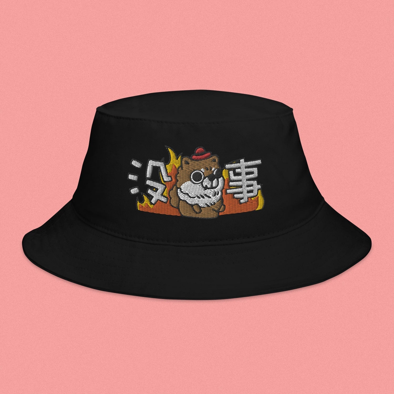 沒事 Embroidered Bucket Hat - Ni De Mama Chinese - Inspired Clothing | Black ,