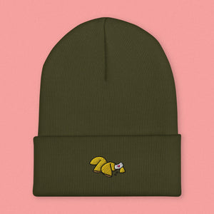 Fortune Cookie Embroidered Beanie - Ni De Mama Chinese - Inspired Clothing | Olive Green ,