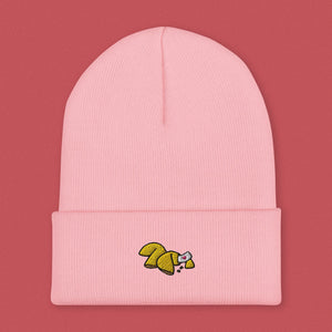 Fortune Cookie Embroidered Beanie - Ni De Mama Chinese - Inspired Clothing | Soft Pink ,