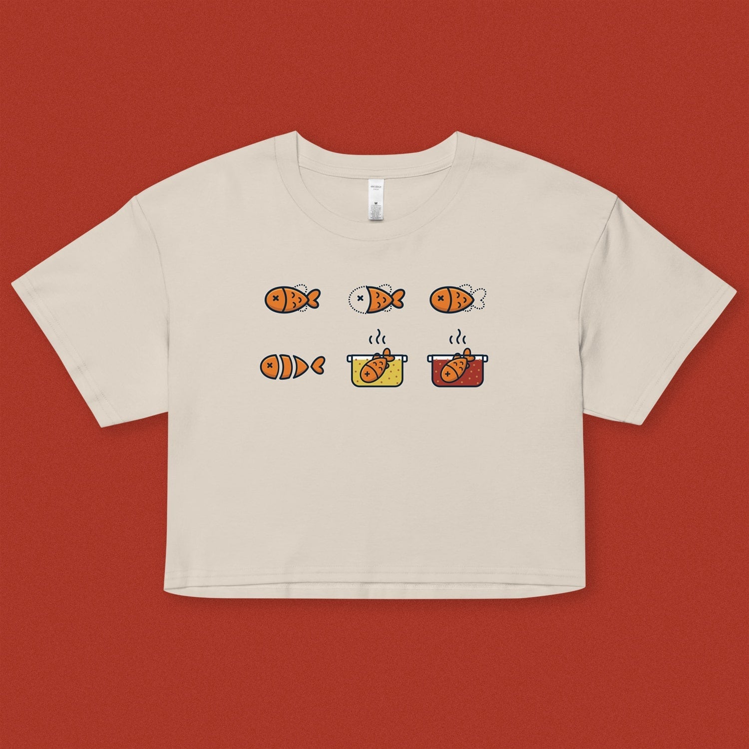 Fresh Fish Services Crop T-Shirt - Ni De Mama Chinese - Inspired Clothing | Cream , XS