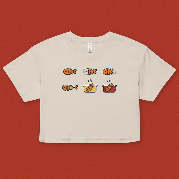 Fresh Fish Services Crop T-Shirt - Ni De Mama Chinese - Inspired Clothing | Cream , XS