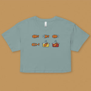 Fresh Fish Services Crop T-Shirt - Ni De Mama Chinese - Inspired Clothing | Teal , XS