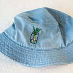 Load image into Gallery viewer, Green Onion Embroidered Bucket Hat / Sample (Final Sale) - Ni De Mama Chinese - Inspired Clothing | Light Blue ,
