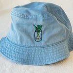 Load image into Gallery viewer, Green Onion Embroidered Bucket Hat / Sample (Final Sale) - Ni De Mama Chinese - Inspired Clothing | Light Blue ,
