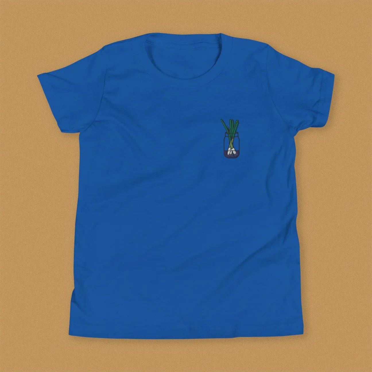Green Onion Embroidered Kids T-Shirt / Overstock (Final Sale) - Ni De Mama Chinese - Inspired Clothing | Royal Blue , M