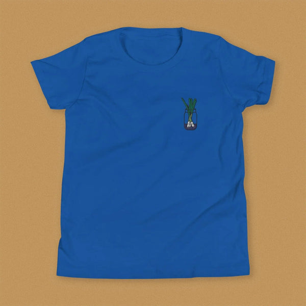 Green Onion Embroidered Kids T-Shirt / Overstock (Final Sale) - Ni De Mama Chinese - Inspired Clothing | Royal Blue , M