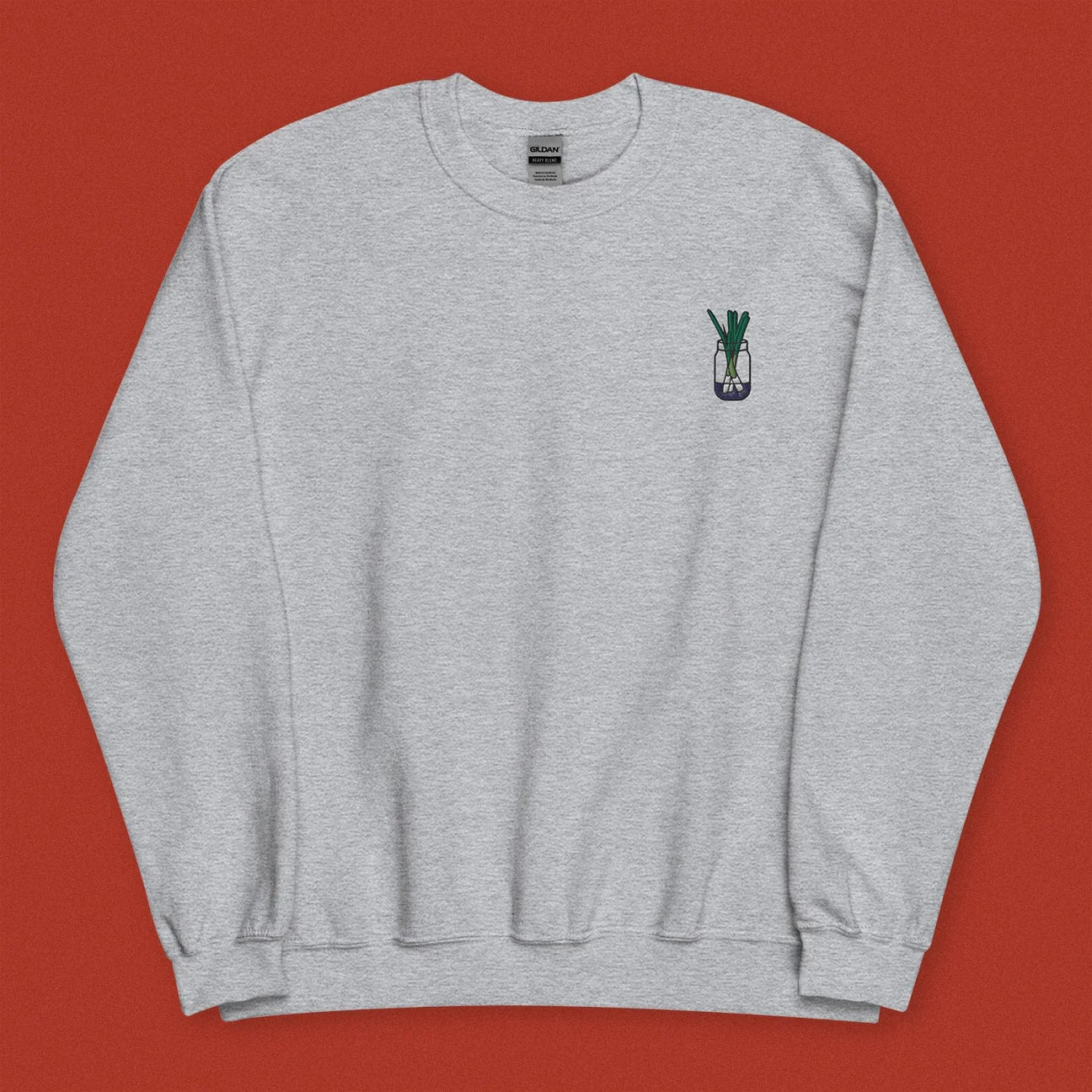Green Onion Embroidered Sweatshirt / Overstock (Final Sale) - Ni De Mama Chinese - Inspired Clothing | Heather Grey , M