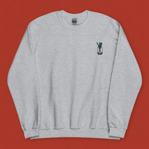 Green Onion Embroidered Sweatshirt / Overstock (Final Sale) - Ni De Mama Chinese - Inspired Clothing | Heather Grey , M