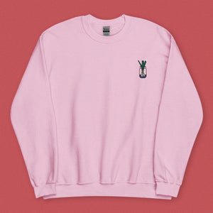 Green Onion Embroidered Sweatshirt / Overstock (Final Sale) - Ni De Mama Chinese - Inspired Clothing | Soft Pink , M