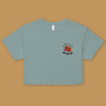 Load image into Gallery viewer, Ha Ha Ha (Shrimp) Embroidered Crop T-Shirt - Ni De Mama Chinese - Inspired Clothing | Teal , XS
