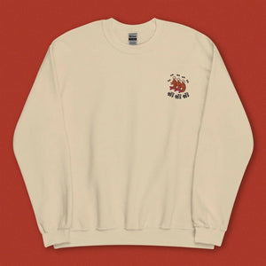 Ha Ha Ha (Shrimp) Embroidered Sweatshirt / Overstock (Final Sale) - Ni De Mama Chinese - Inspired Clothing | Soft Cream , XL