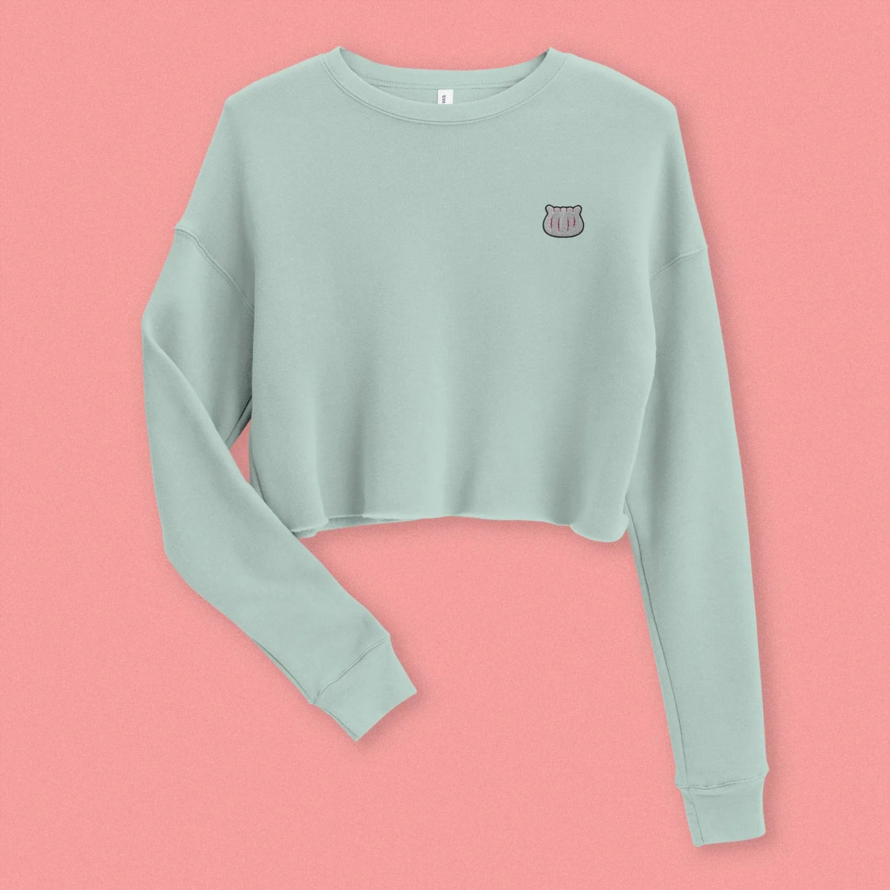 Har Gow Embroidered Crop Sweatshirt / Overstock (Final Sale) - Ni De Mama Chinese - Inspired Clothing | Soft Teal , M