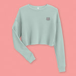 Load image into Gallery viewer, Har Gow Embroidered Crop Sweatshirt / Overstock (Final Sale) - Ni De Mama Chinese - Inspired Clothing | Soft Teal , M
