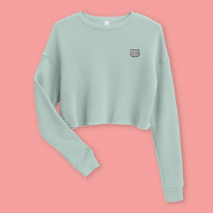 Har Gow Embroidered Crop Sweatshirt / Overstock (Final Sale) - Ni De Mama Chinese - Inspired Clothing | Soft Teal , M