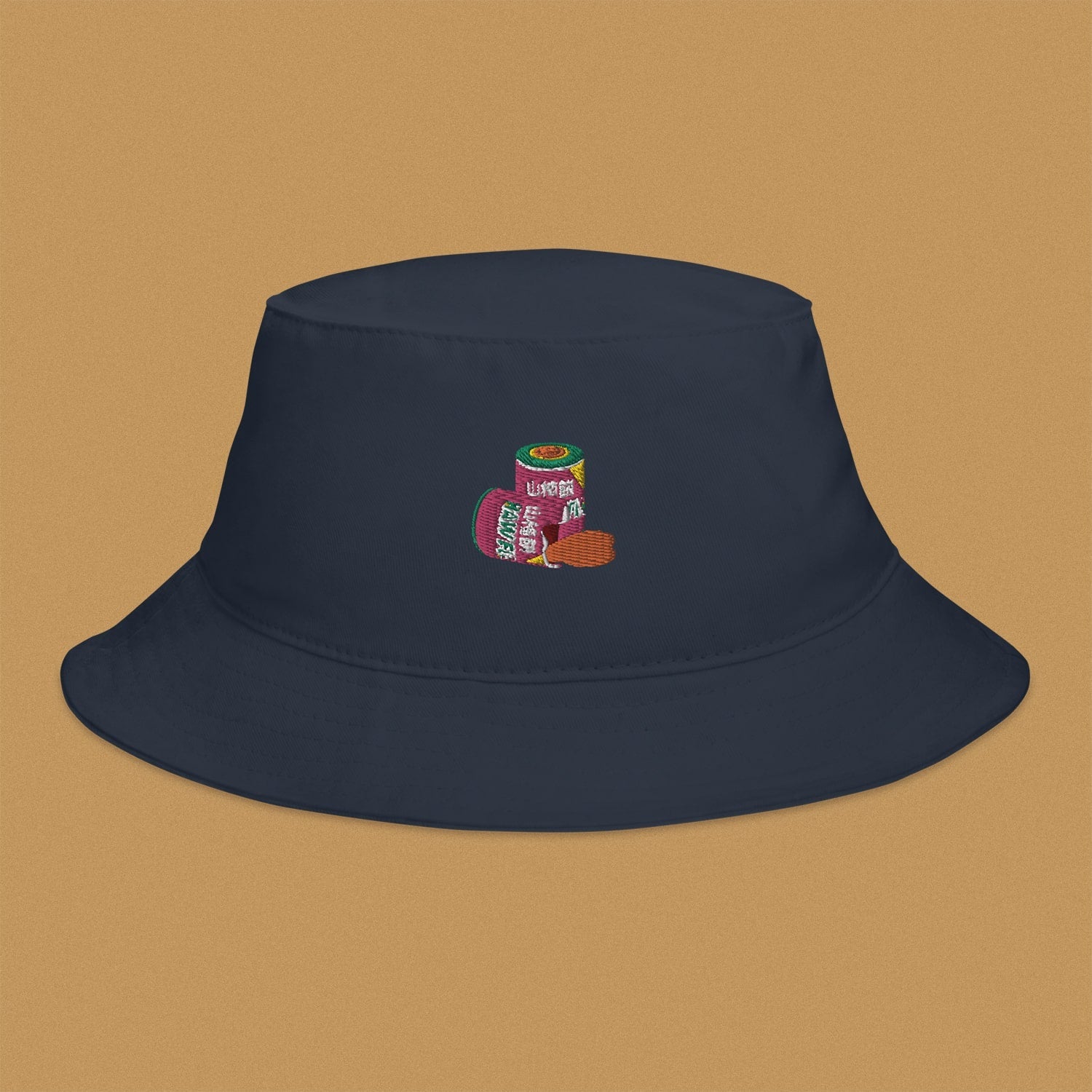 Haw Flakes Embroidered Bucket Hat - Ni De Mama Chinese - Inspired Clothing | Navy Blue ,