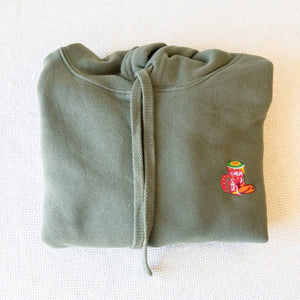 Haw Flakes Embroidered Crop Hoodie / Imperfect (Final Sale) - Ni De Mama Chinese - Inspired Clothing | Olive Green , S