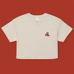 Load image into Gallery viewer, Haw Flakes Embroidered Crop T-Shirt - Ni De Mama Chinese - Inspired Clothing | Cream , XS
