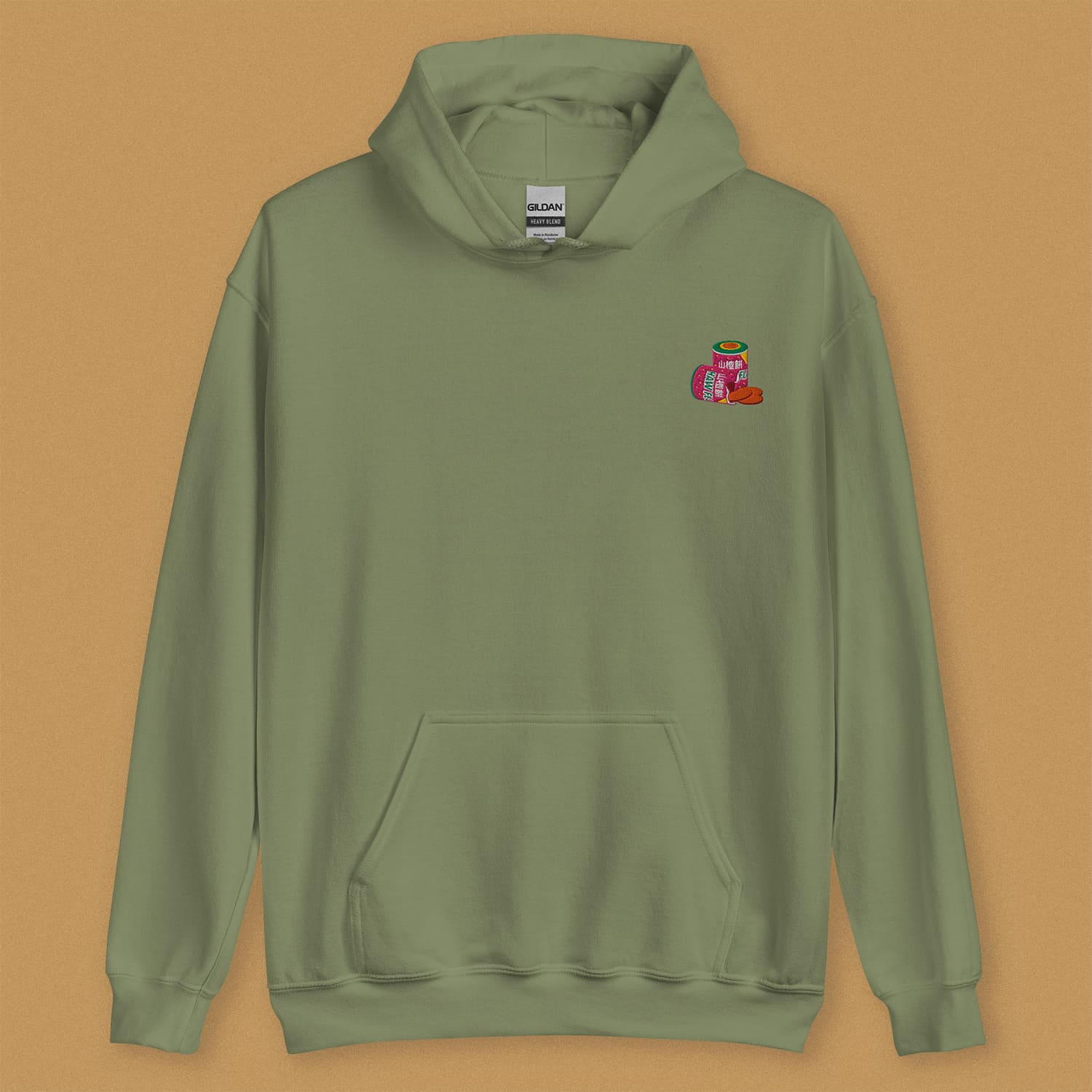 Haw Flakes Embroidered Hoodie - Ni De Mama Chinese - Inspired Clothing | Olive Green , S