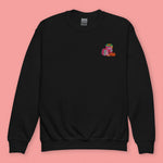Load image into Gallery viewer, Haw Flakes Embroidered Kids Sweatshirt - Ni De Mama Chinese - Inspired Clothing | Black , XS
