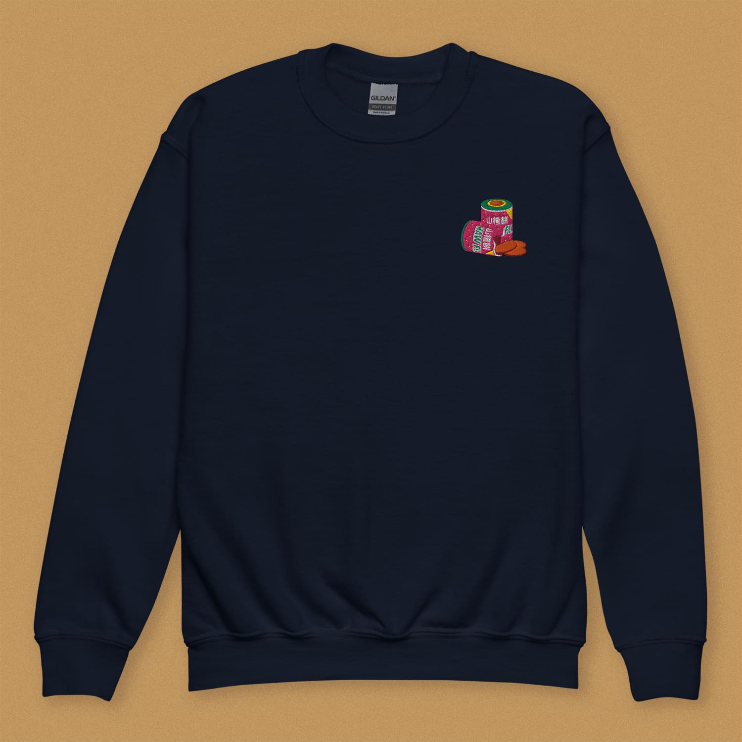Haw Flakes Embroidered Kids Sweatshirt - Ni De Mama Chinese - Inspired Clothing | Navy Blue , XS