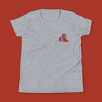 Load image into Gallery viewer, Haw Flakes Embroidered Kids T-Shirt - Ni De Mama Chinese - Inspired Clothing | Heather Grey , S
