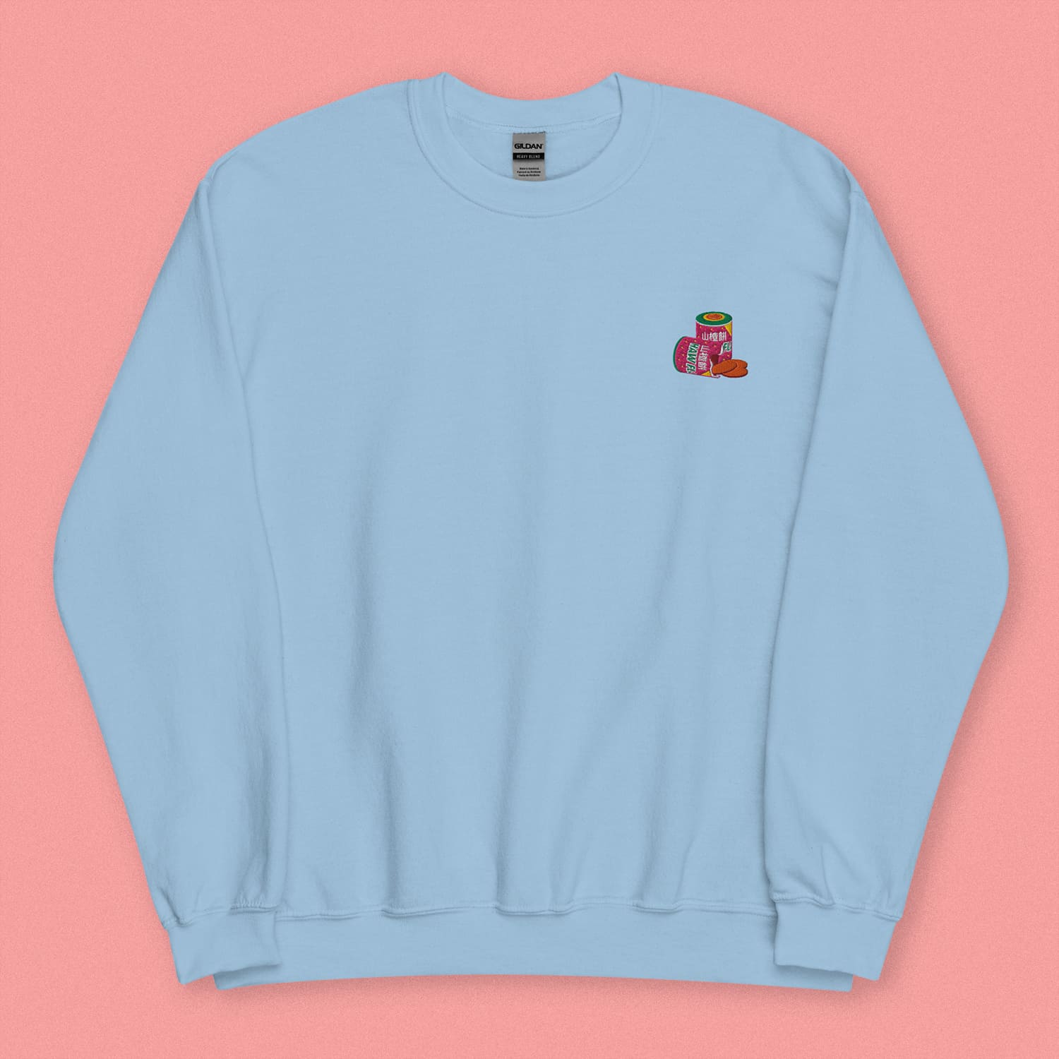 Haw Flakes Embroidered Sweatshirt - Ni De Mama Chinese - Inspired Clothing | Baby Blue , S