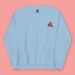 Load image into Gallery viewer, Haw Flakes Embroidered Sweatshirt - Ni De Mama Chinese - Inspired Clothing | Baby Blue , S
