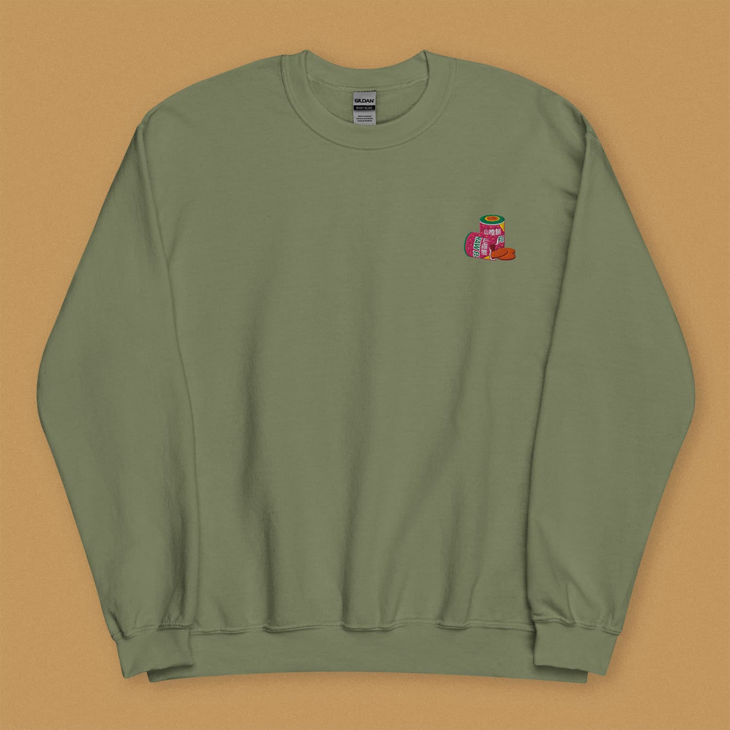 Haw Flakes Embroidered Sweatshirt - Ni De Mama Chinese - Inspired Clothing | Olive Green , S