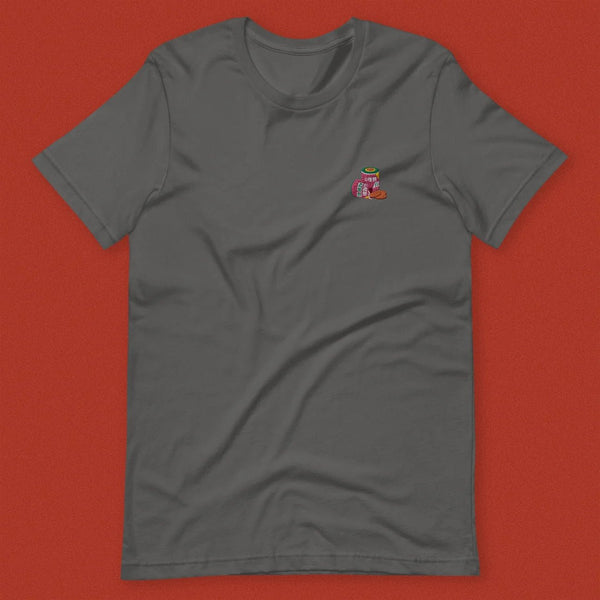 Haw Flakes Embroidered T-Shirt / Overstock (Final Sale) - Ni De Mama Chinese - Inspired Clothing | Charcoal , L