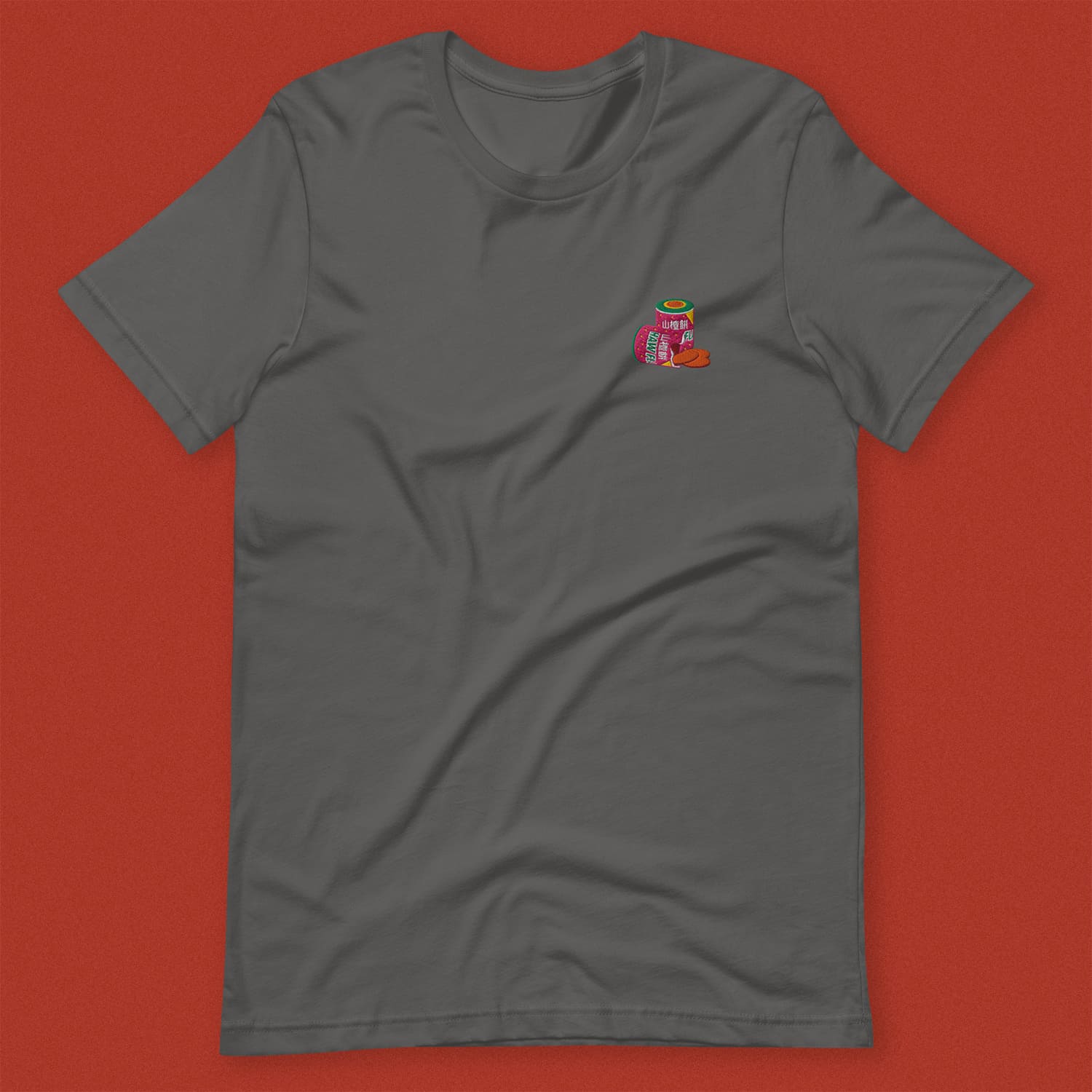 Haw Flakes Embroidered T-Shirt - Ni De Mama Chinese - Inspired Clothing | Charcoal , S