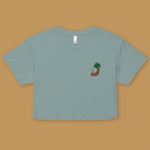 Load image into Gallery viewer, Jadeite Cabbage (Bok Choy) Embroidered Crop T-Shirt - Ni De Mama Chinese - Inspired Clothing | Teal , XS
