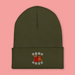 Load image into Gallery viewer, Lai See Dou Loi Embroidered Beanie - Ni De Mama Chinese - Inspired Clothing | Olive Green ,
