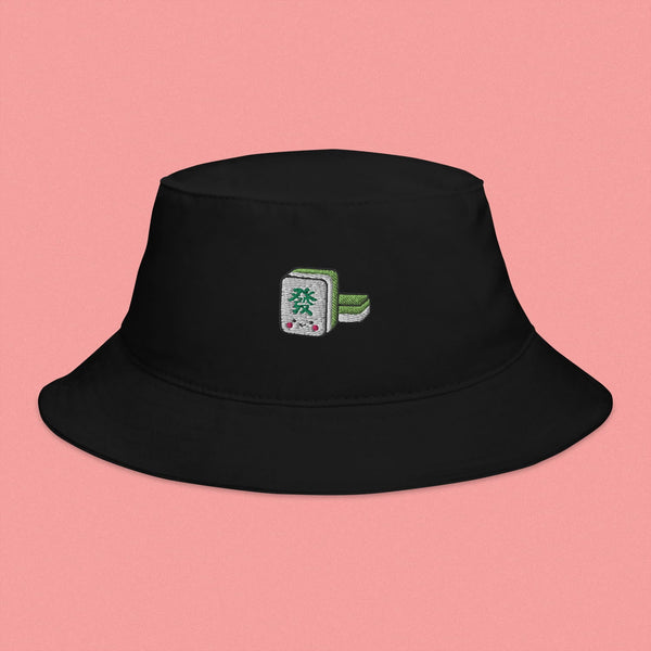 Mahjong 發 Embroidered Bucket Hat - Ni De Mama Chinese - Inspired Clothing | Black ,