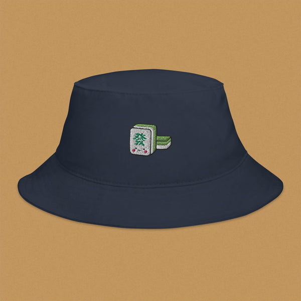 Mahjong 發 Embroidered Bucket Hat - Ni De Mama Chinese - Inspired Clothing | Navy Blue ,