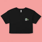 Load image into Gallery viewer, Mahjong 發 Embroidered Crop T-Shirt - Ni De Mama Chinese - Inspired Clothing | Black , XS
