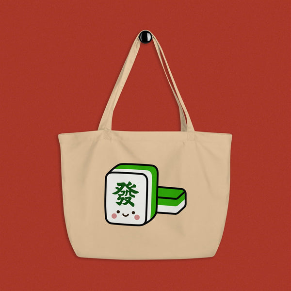Mahjong 發 Large Tote - Ni De Mama Chinese - Inspired Clothing | Canvas ,