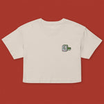 Load image into Gallery viewer, Mahjong 一索 (One Bamboo) Embroidered Crop T-Shirt - Ni De Mama Chinese-Inspired Clothing | Cream , XS
