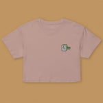 Load image into Gallery viewer, Mahjong 一索 (One Bamboo) Embroidered Crop T-Shirt - Ni De Mama Chinese-Inspired Clothing | Dusty Mauve , XS
