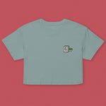 Load image into Gallery viewer, Mahjong 一索 (One Bamboo) Embroidered Crop T-Shirt - Ni De Mama Chinese-Inspired Clothing | Teal , XS
