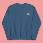 Load image into Gallery viewer, Mahjong 一索 (One Bamboo) Embroidered Sweatshirt - Ni De Mama Chinese-Inspired Clothing | Steel Blue , S
