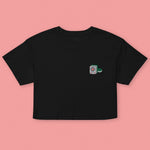 Load image into Gallery viewer, Mahjong 一筒 (One Dot) Embroidered Crop T-Shirt - Ni De Mama Chinese-Inspired Clothing | Black , XS
