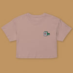 Load image into Gallery viewer, Mahjong 一筒 (One Dot) Embroidered Crop T-Shirt - Ni De Mama Chinese-Inspired Clothing | Dusty Mauve , XS
