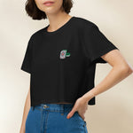Load image into Gallery viewer, Mahjong 一筒 (One Dot) Embroidered Crop T-Shirt - Ni De Mama Chinese-Inspired Clothing | Ivory White , XS
