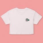 Load image into Gallery viewer, Mahjong 一筒 (One Dot) Embroidered Crop T-Shirt - Ni De Mama Chinese-Inspired Clothing | Soft Orchid , XS
