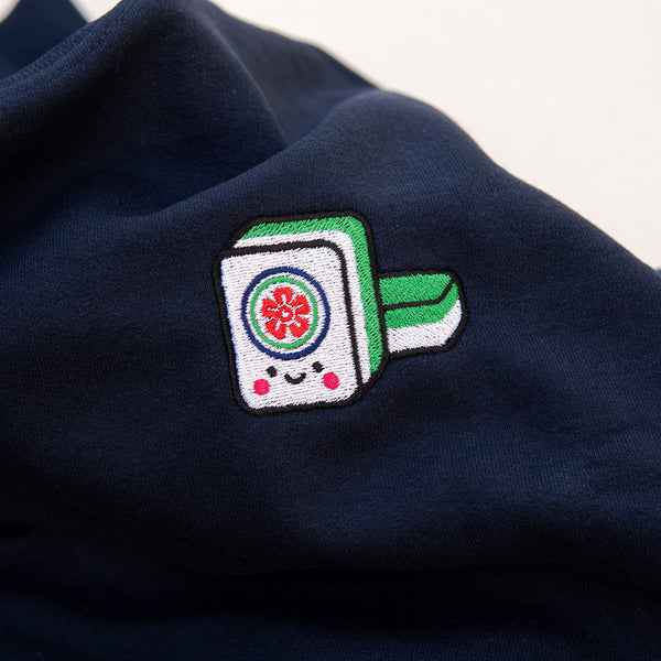 Mahjong 一筒 (One Dot) Embroidered Sweatshirt - Ni De Mama Chinese-Inspired Clothing | Maroon , S