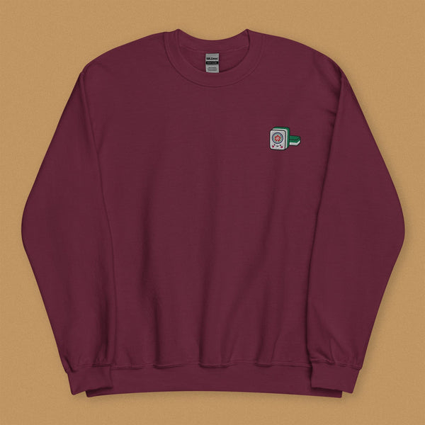 Mahjong 一筒 (One Dot) Embroidered Sweatshirt - Ni De Mama Chinese-Inspired Clothing | Maroon , S