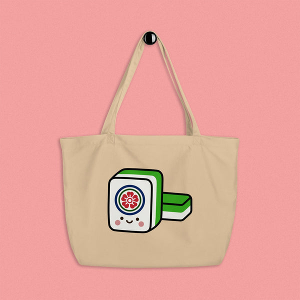 Mahjong 一筒 (One Dot) Large Tote - Ni De Mama Chinese-Inspired Clothing | Canvas ,
