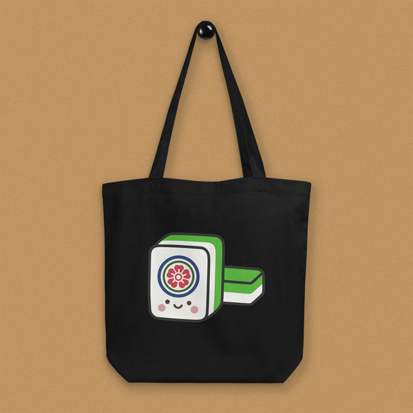 Mahjong 一筒 (One Dot) Tote Bag - Ni De Mama Chinese-Inspired Clothing | Black ,